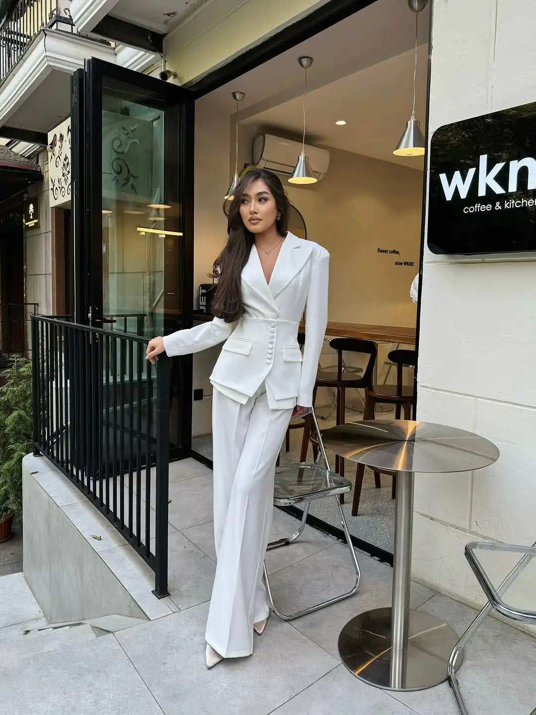 Ensemble Blazer décontracté à simple boutonnage pour femmes, manches longues, revers, col en v, manteau cintré à la taille, vêtements de printemps et d'automne, 2026
