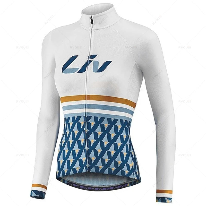 Liv-Ensemble de maillots de cyclisme pour femmes, manches longues, vêtements de vélo, maillot VTT, Culotte, printemps, automne