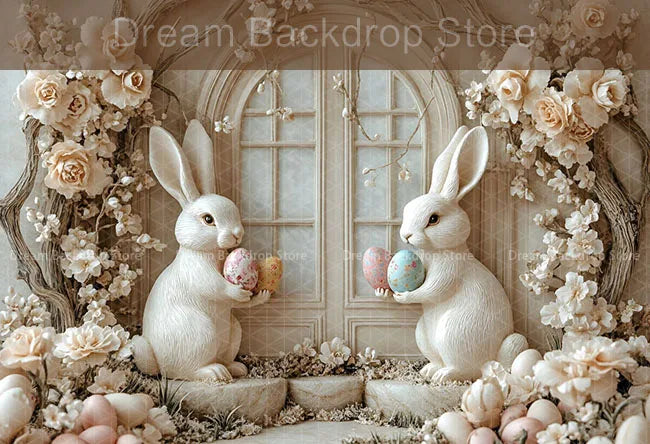 Printemps pâques fond photographie mignon lapin carotte lapin oeuf maison toile de fond décor pour enfants anniversaire gâteau Smash Photo Studio