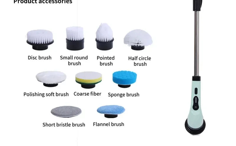 Brosse de nettoyage électrique multi-outils multifonctionnelle, pour le nettoyage rotatif de salle de bain, de cuisine, de toilettes et d'automobile.