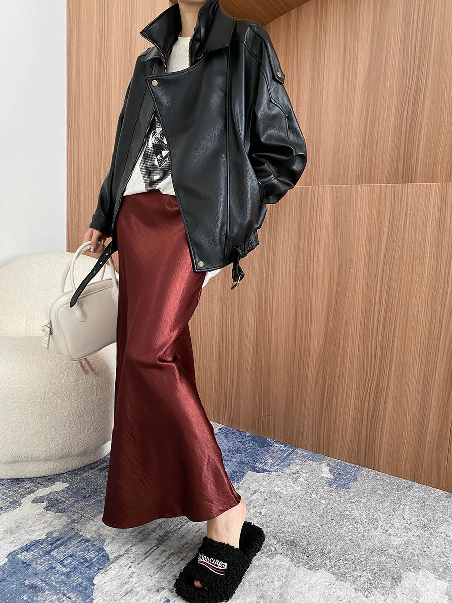 Veste à manches longues pour femme, col document, monochromatique, décontracté, printemps, automne