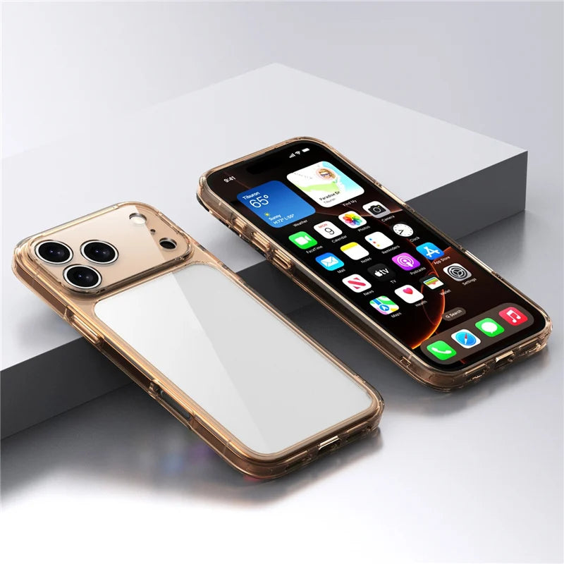 Coque de protection transparente antichoc de luxe pour iPhone 17 Air, 17, 17 Pro, 17 Pro Max – Housse arrière rigide hybride transparente en TPU+PC