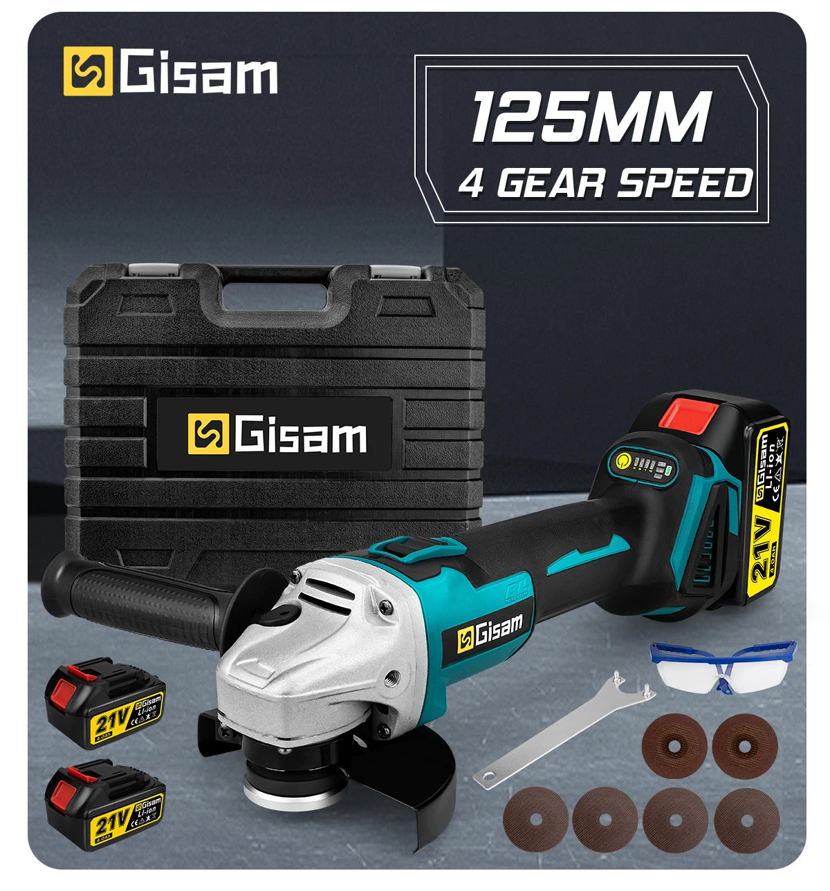 Gami 125mm 4 vitesses meuleuse d'angle sans brosse meulage sans fil polissage Machine de découpe outils électriques pour Makita 18V batterie broche