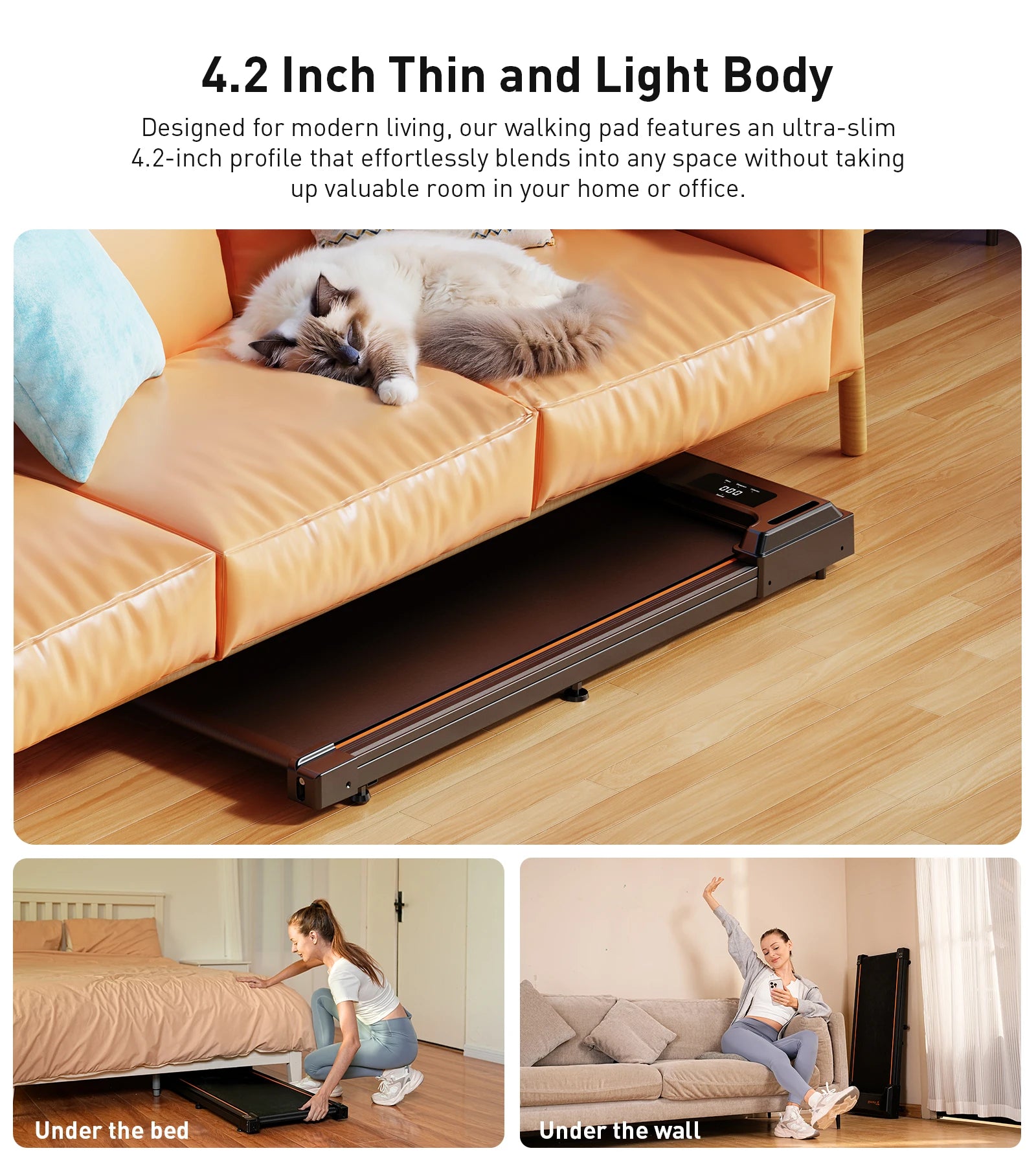 Formill-Tapis de Course pio FT21, Moteur 2,5 HP, Vitesse 1-6 km/h, Antidérapant, Absorption des Chocs, Mini Tapis de Course pour le Bureau et la Maison