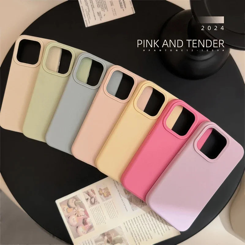 Coque de téléphone en Silicone d'inspiration d' Dopamine, couleur unie, Simple, à la mode, pour iPhone 17 Pro 16 Plus 16 Pro Max 15 14 13 12 11, coque arrière