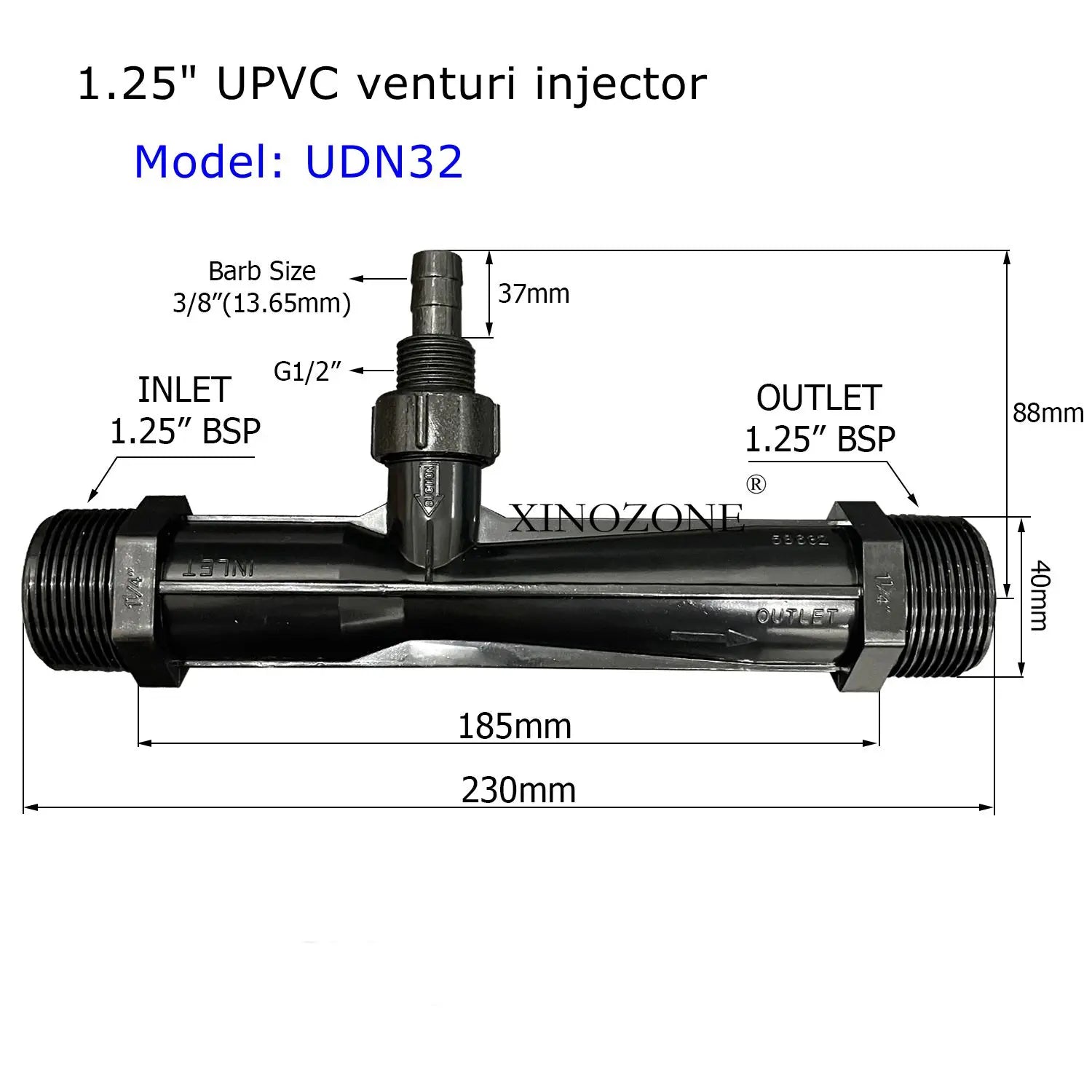 Livraison gratuite UPVC Venturi injecteur mélange gaz et liquide mélangeur connecteur mélange XINOZONE