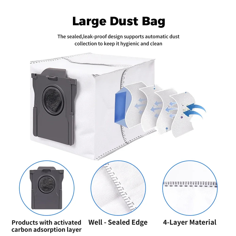 Chiffons de nettoyage, sacs à poussière pour Dreame X50 Pro/X50 Ultra/X50 Master/L40S Pro Ultra/L50 Pro Ultra/MOVA V50 Ultra, brosses principales et latérales, filtres