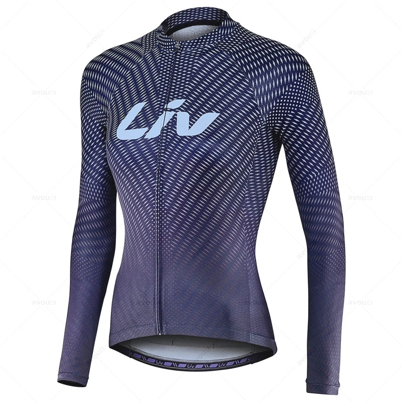 Liv-Ensemble de maillots de cyclisme pour femmes, manches longues, vêtements de vélo, maillot VTT, Culotte, printemps, automne