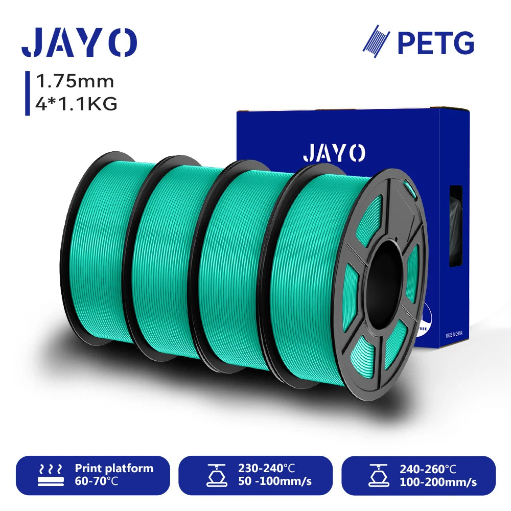 JAYO-Filament PETG pour imprimante 3D FDM, matériel d'impression 3D soigneusement enroulé, 2 rouleaux, 1.75mm, 2.2kg par ensemble
