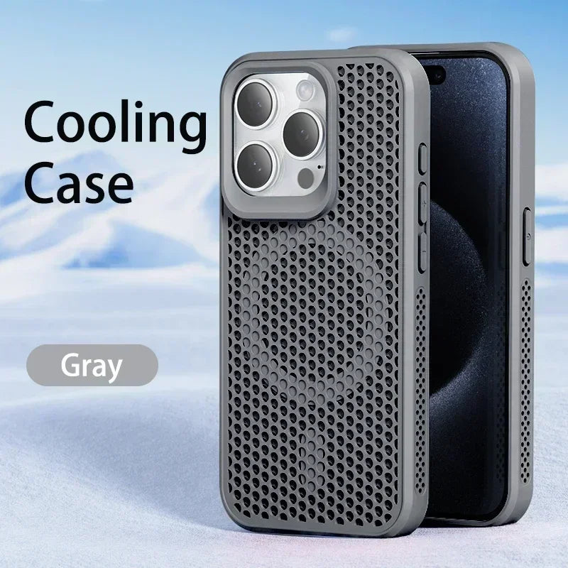 Coque de téléphone à Dissipation thermique et rafraîchissante, étui magnétique arrière rigide et respirant pour iPhone 17 16 15 14 13 12 11 Pro Max Plus pour Magsafe