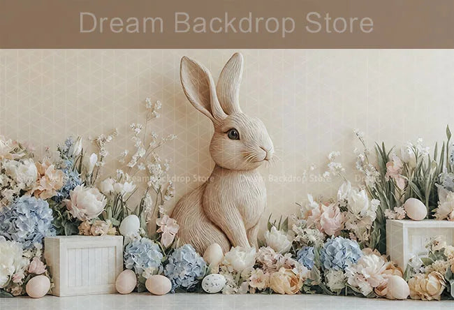 Printemps pâques fond photographie mignon lapin carotte lapin oeuf maison toile de fond décor pour enfants anniversaire gâteau Smash Photo Studio