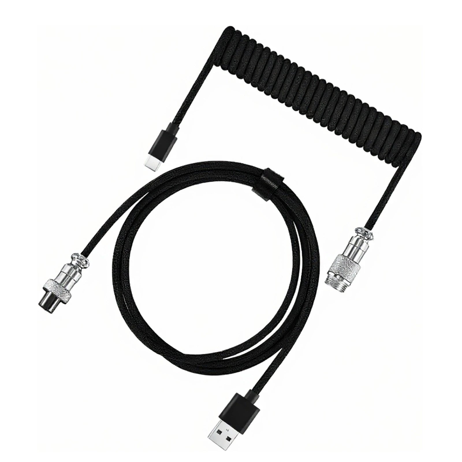 Câble enroulé pour clavier mécanique, USB Type C, pour aviateur, ordinateur de bureau, connecteur d'aviation, Max 3M