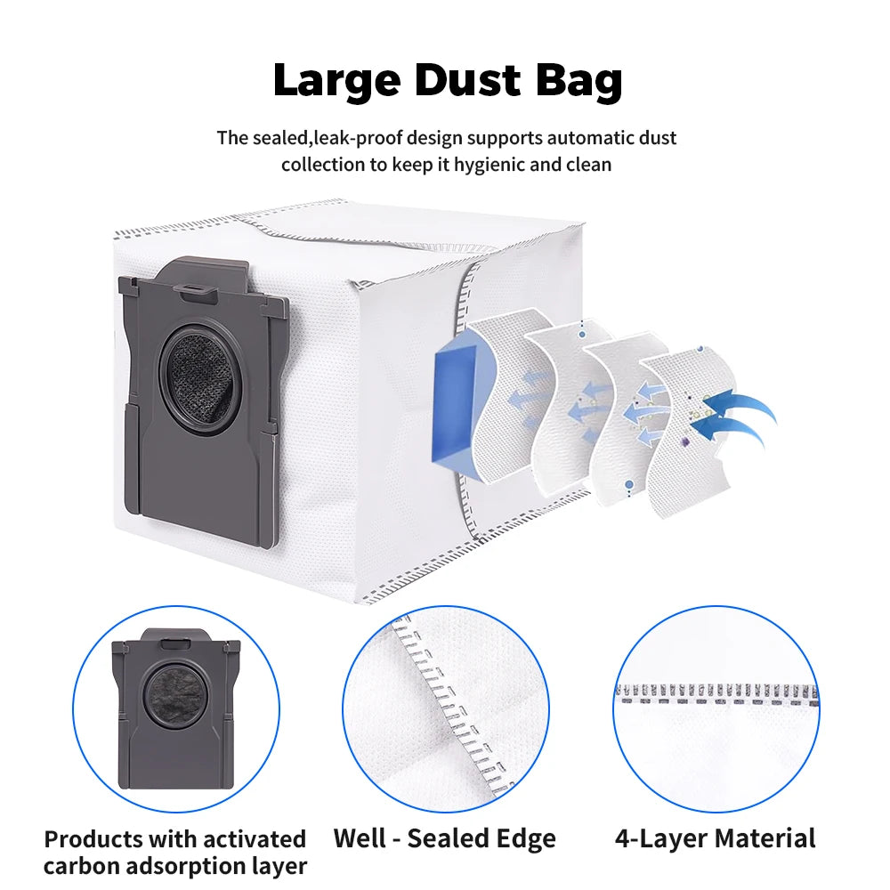 Chiffons de nettoyage, sacs à poussière pour Dreame X50 Pro/X50 Ultra/X50 Master/L40S Pro Ultra/L50 Pro Ultra/MOVA V50 Ultra, brosses principales et latérales, filtres