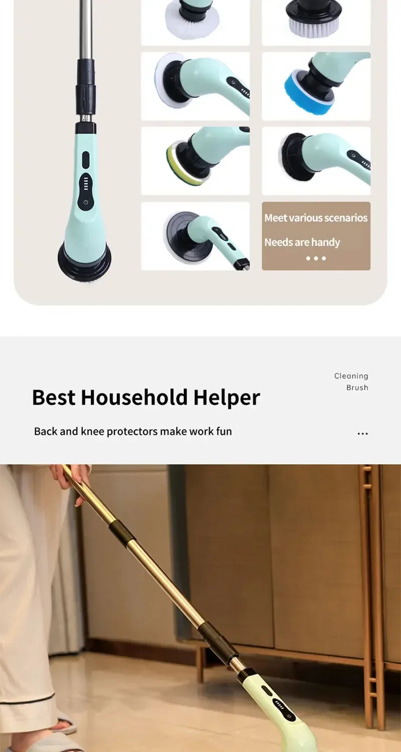 Brosse de nettoyage électrique multi-outils multifonctionnelle, pour le nettoyage rotatif de salle de bain, de cuisine, de toilettes et d'automobile.