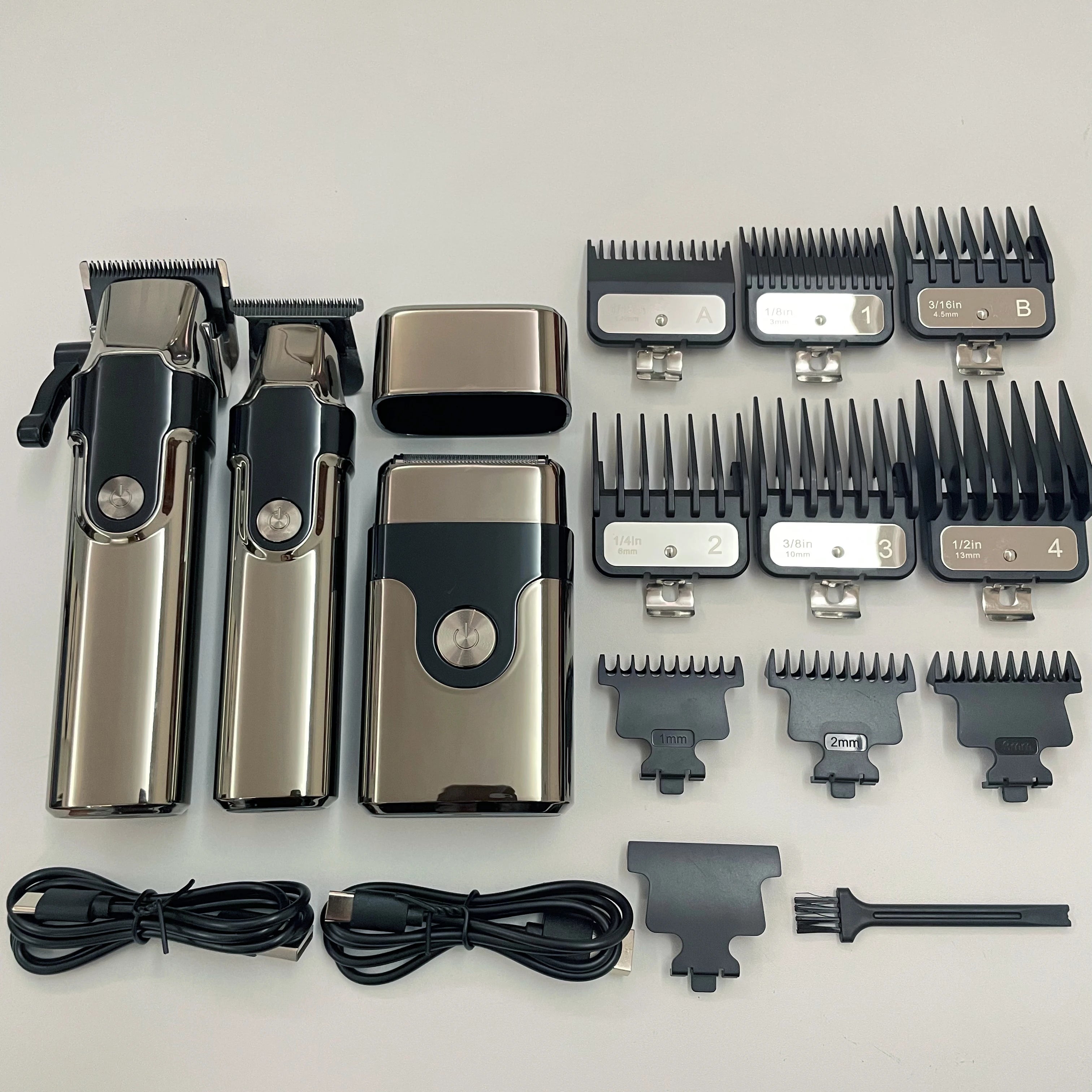 3 pièces en un ensemble professionnel électrique tondeuses à cheveux Kit tondeuse à cheveux Rechargeable hommes rasoir USB charge Machine de coupe de cheveux