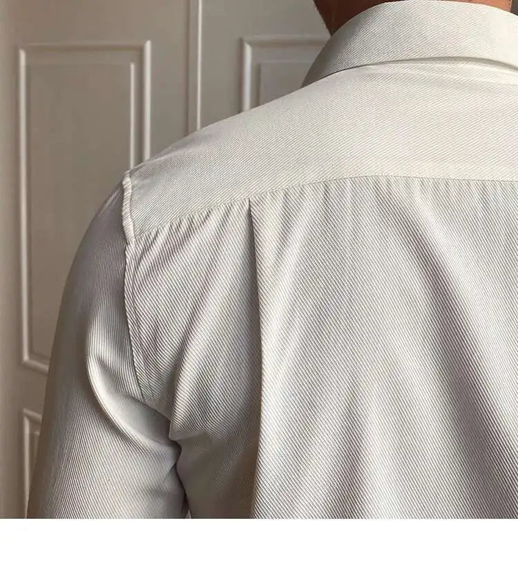 Printemps loisirs britannique affaires chemise Design britannique hommes col Cuba mince solide chemise blanche Camisa Social Masculina hommes chemise
