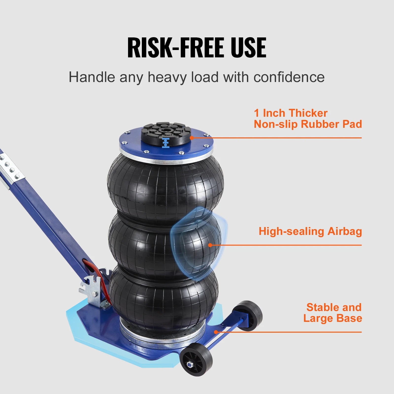 SucceBuy Cric pneumatique 3 tonnes/5 tonnes Triple sac Cric pneumatique Ascenseur rapide Crics de réparation de voiture robustes Crics à tige pliante avec deux roues