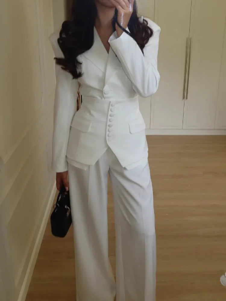 Ensemble Blazer décontracté à simple boutonnage pour femmes, manches longues, revers, col en v, manteau cintré à la taille, vêtements de printemps et d'automne, 2026