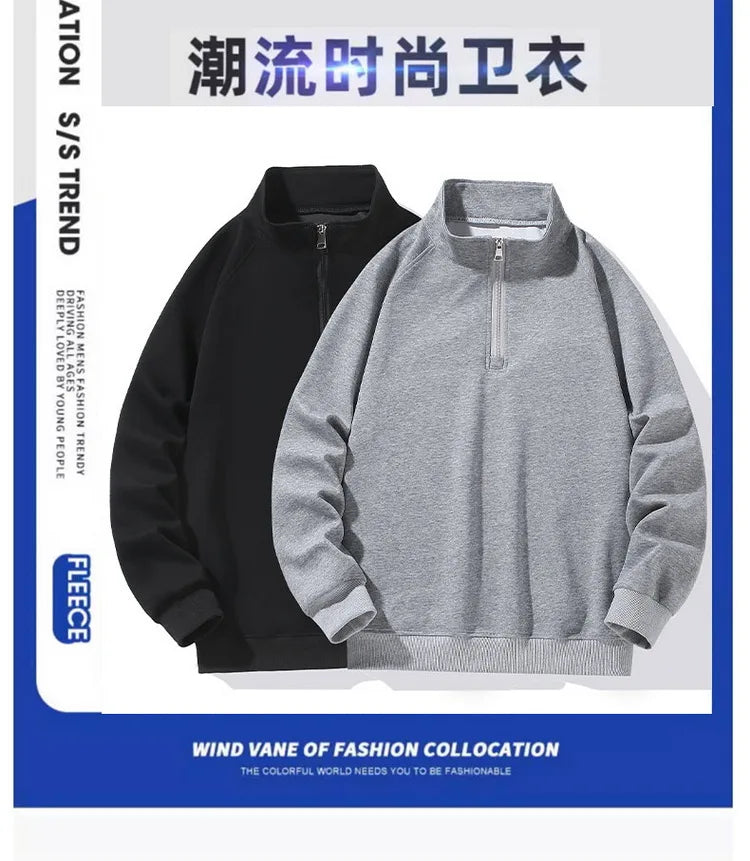 Sweat-Shirt à Demi Col Roulé pour Homme, Vêtement de Grande Taille, à Manches sulf, avec Fermeture Éclair, Adapté au Printemps et Automne, 10XL