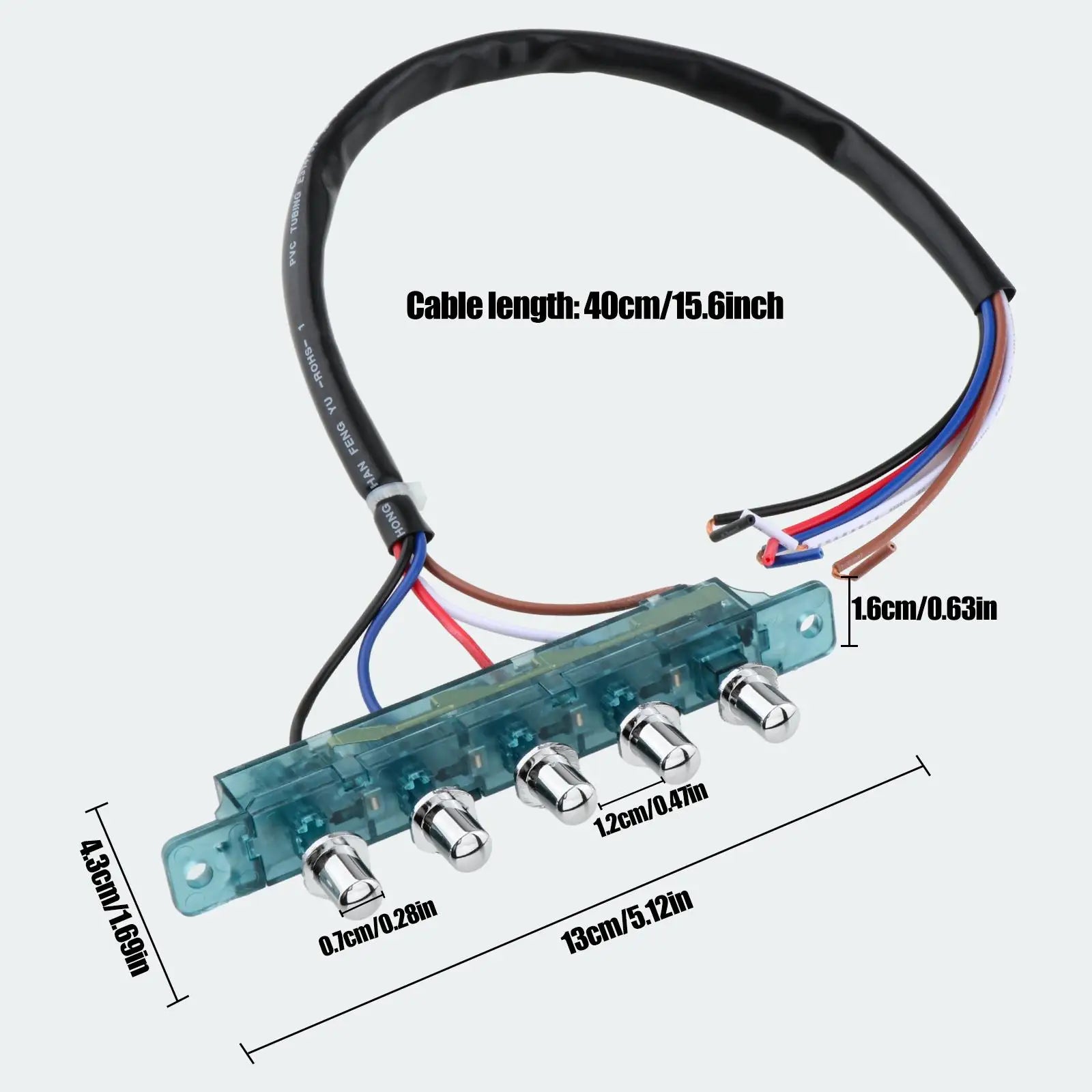 Interrupteur de hotte de cuisine, interrupteur à bouton-poussoir de hotte de cuisine, 5 boutons pour pièces, interrupteur de clavier de hotte de cuisine pour appareils de cuisine