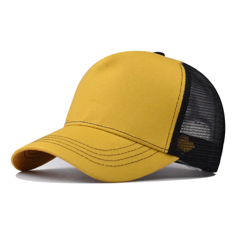 Casquette de Baseball pour adulte, chapeau en filet, couleur pure, unisexe, été, respirant, sans motif, ombre, printemps, automne, hip hop, ajusté
