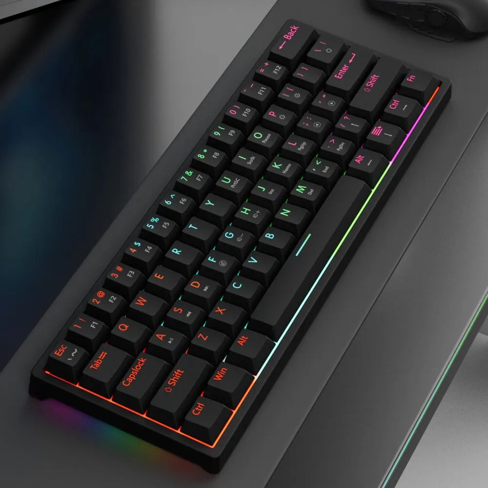 MUCAI MK61 USB Gaming Esports clavier mécanique 61 touches axe rouge filaire câble détachable rétro-éclairage rvb échange à chaud
