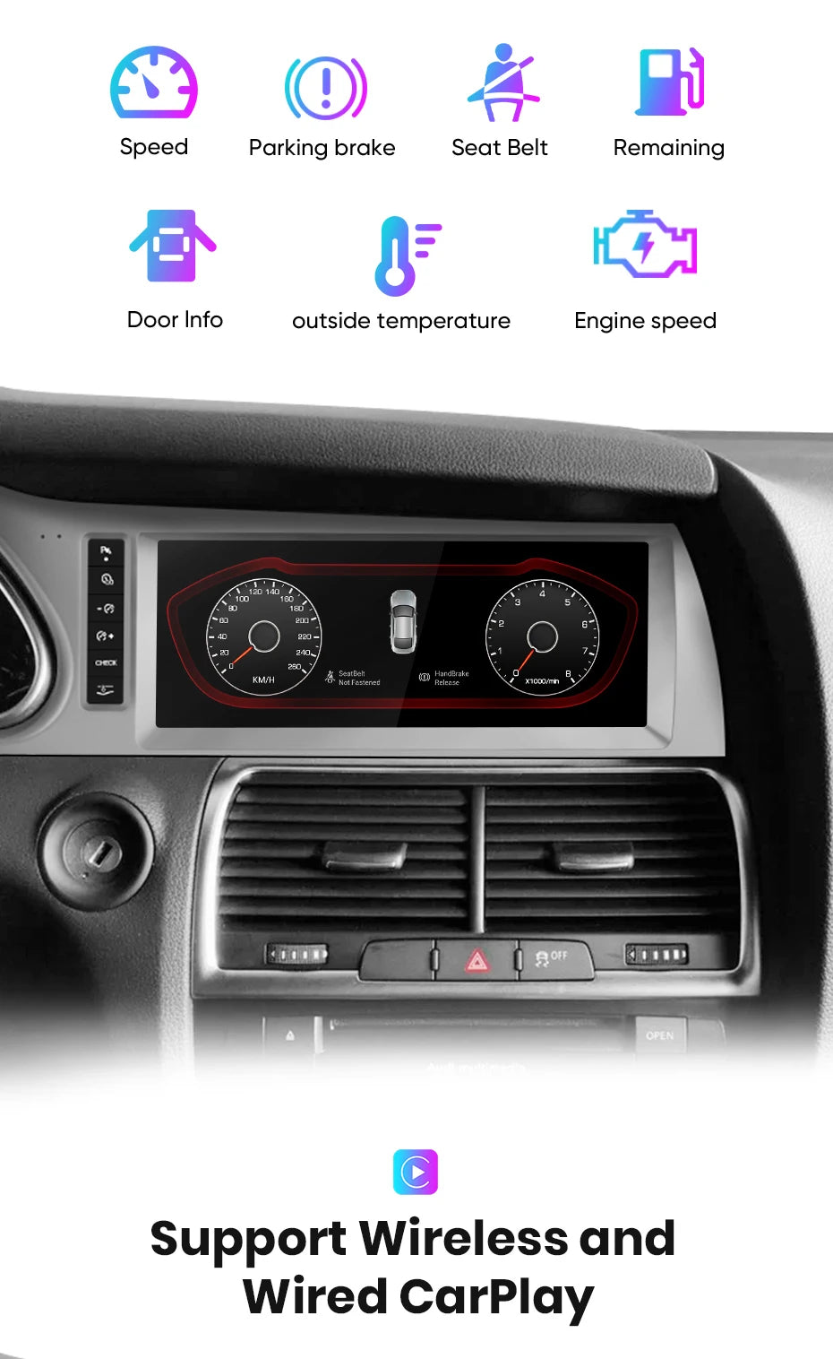 Junsun autoradio sans fil CarPlay Android Auto pour Audi Q7 4L 2006-2015 MMI 2G 3G 8 cœurs 4G WiFi BT GPS écran tactile Autoradio