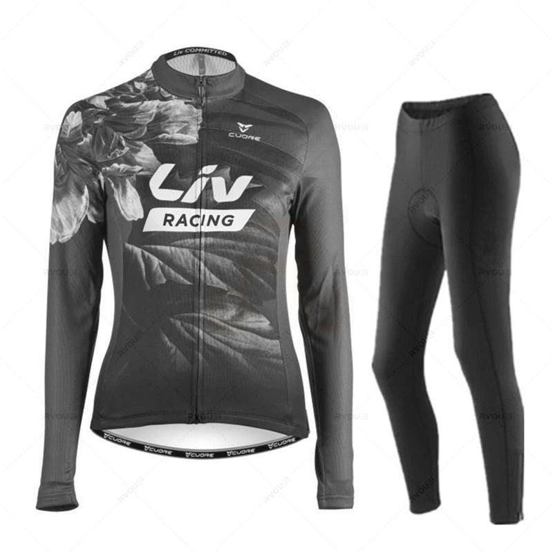 Liv-Ensemble de maillots de cyclisme pour femmes, manches longues, vêtements de vélo, maillot VTT, Culotte, printemps, automne