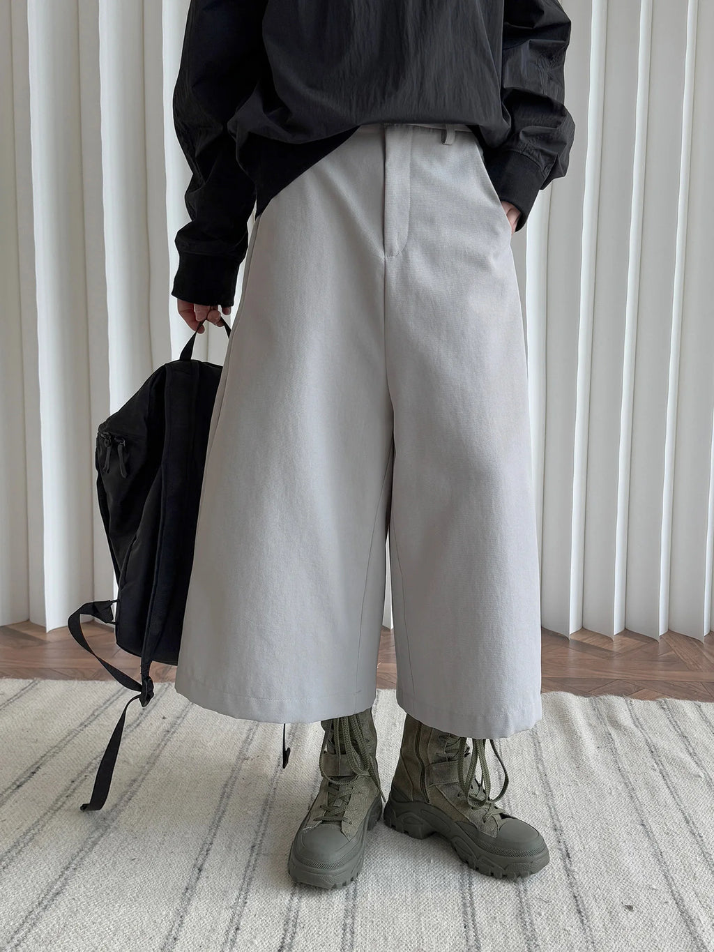 Pantalon de printemps taille haute à jambes larges pour femmes, décontracté, couleur unie, coupe ample