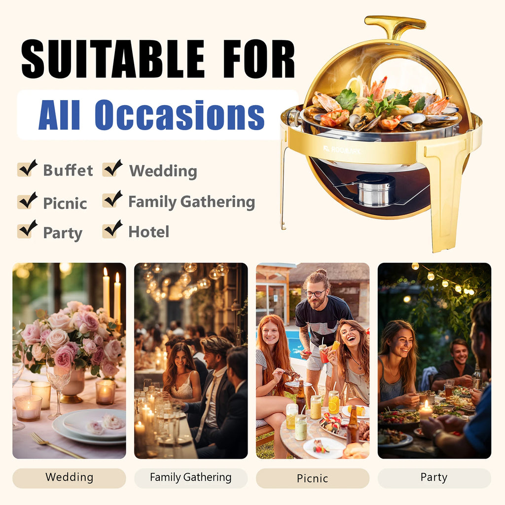 ROOMARK – ensemble de Buffet à réchaud 9QT, chauffe-catering en acier inoxydable de haute qualité, ensemble complet avec cadre épais pour fête de mariage