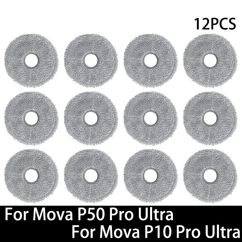 Pièces détachées pour robot aspirateur Mova P50 Pro Ultra / Mova P10 Pro Ultra : brosse principale, brosse latérale, filtre HEPA, chiffon de nettoyage, sac à poussière, accessoires