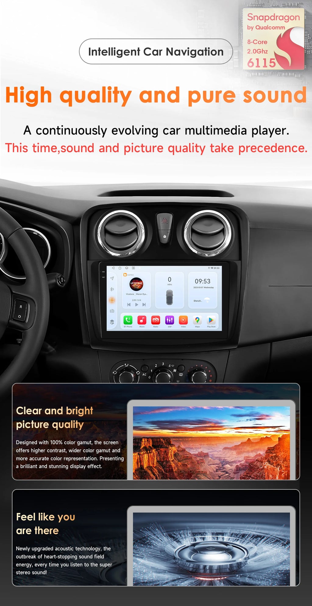 Hizpo-Autoradio Android pour Renault Logan 2, 2012-2019, Sandero 2, 2014-2019, 4G, Limitation de la voiture, GPS, 2Din, Autoradio, CarPlay, WIFI, DSP
