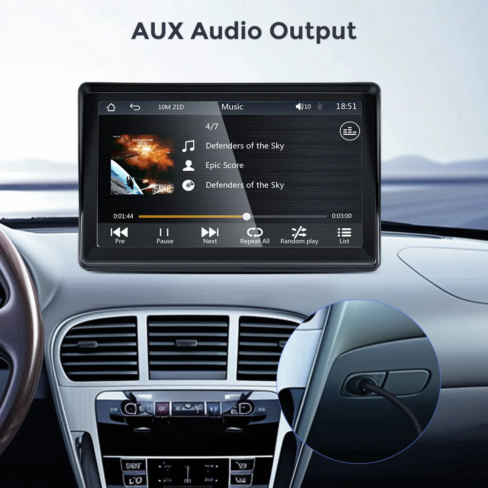 Autoradio sans fil portable avec caméra de recul FM, lecteur vidéo, Android Auto, écran tactile universel, limitation, 7"