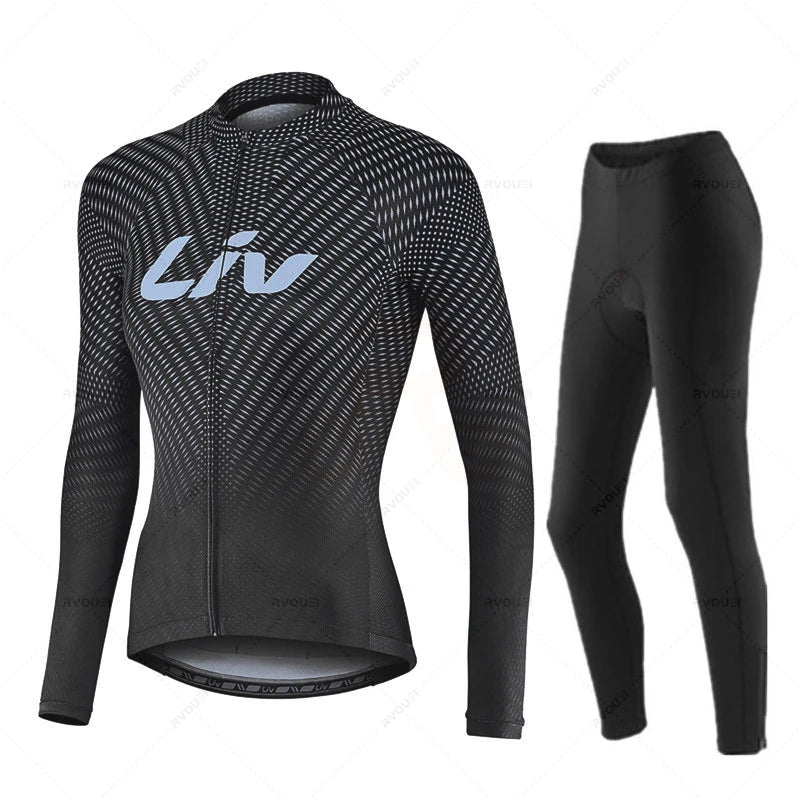 Liv-Ensemble de maillots de cyclisme pour femmes, manches longues, vêtements de vélo, maillot VTT, Culotte, printemps, automne