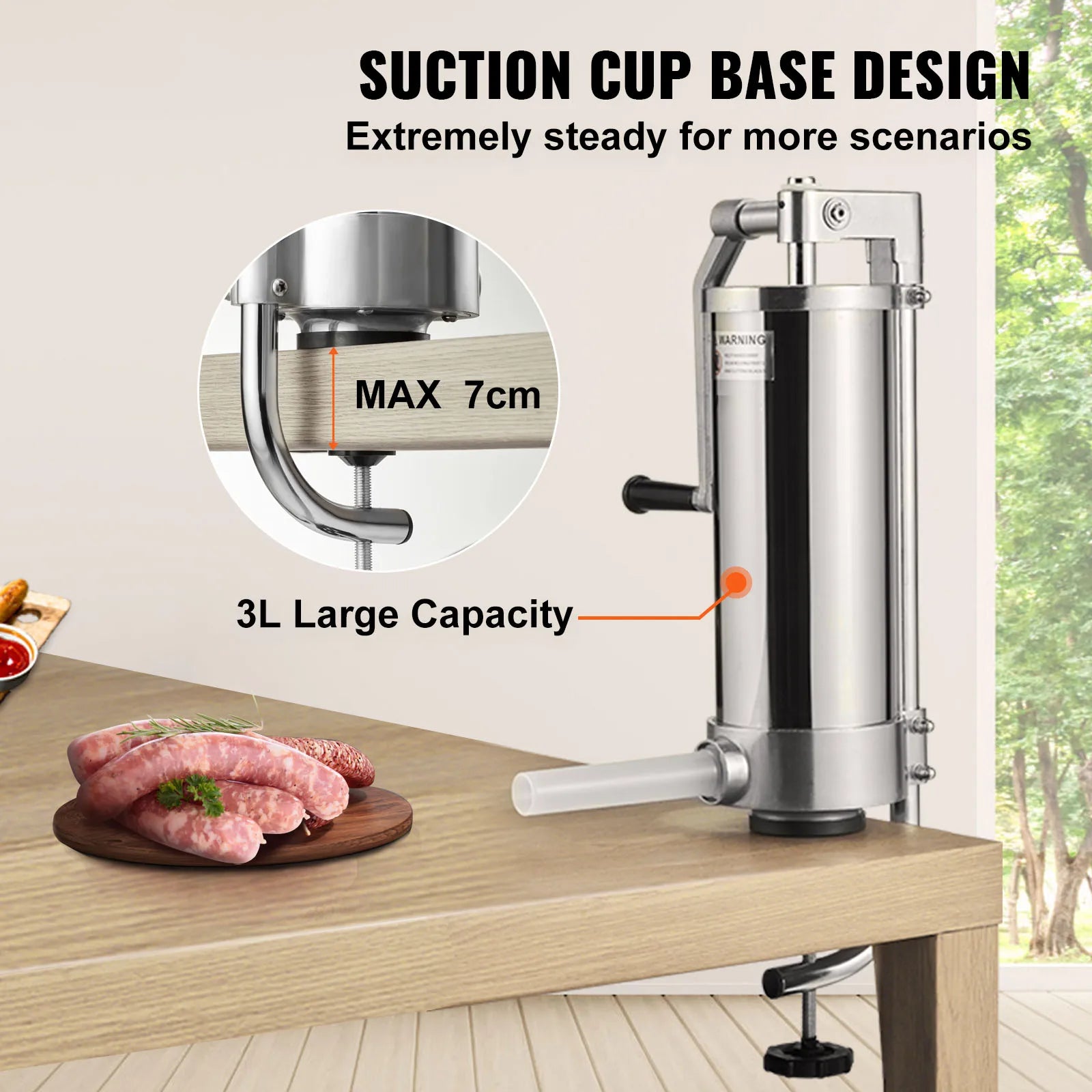 SucceBuy – remplisseur de saucisses Vertical, capacité de 1.5/3l, processeurs de remplissage alimentaire avec 3 Tubes de farce, accessoires de cuisine, appareil ménager