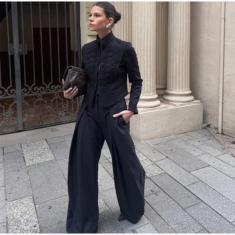 Veste élégante en Satin à boutons grenouille pour femme, col montant, manches longues, Slim, décontractée, manteau de fête de rue, hauts de bureau, printemps 2026