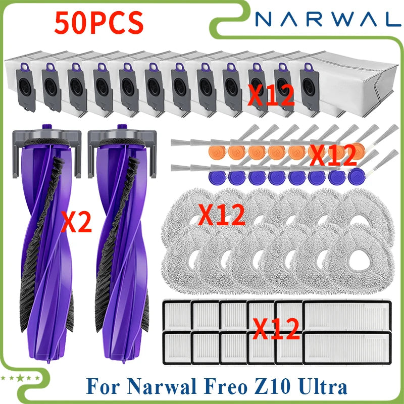 Compatible pour (Narwal Freo Z10 Ultra / provinceZ10 nani) pièces d'aspirateur rouleau principal couvercle de brosse latérale filtre vadrouille sac à poussière en tissu