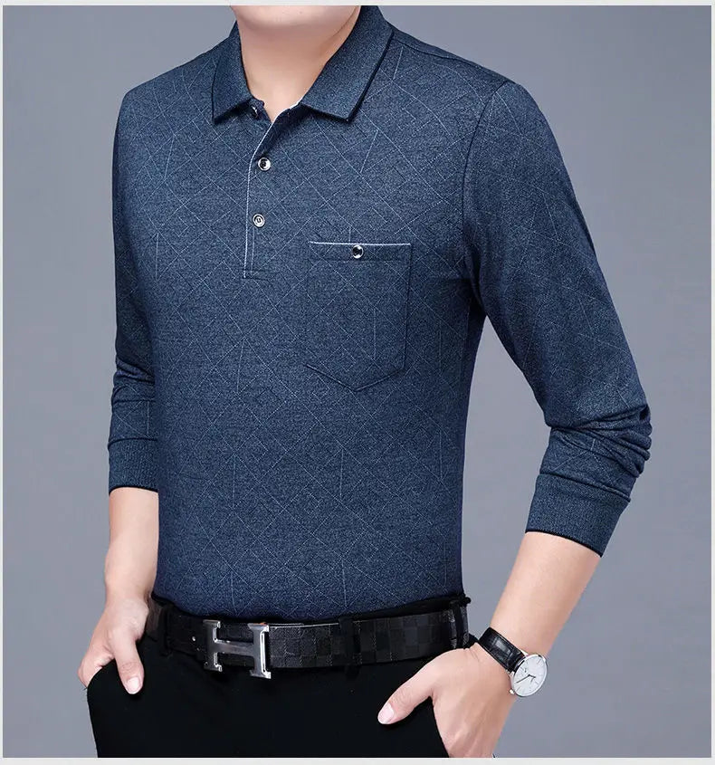 Polos rayés à manches longues pour hommes, Streetwear décontracté, Vêtements d'affaires, Mode coréenne, Polyvalent, Nouveau, Automne, Printemps
