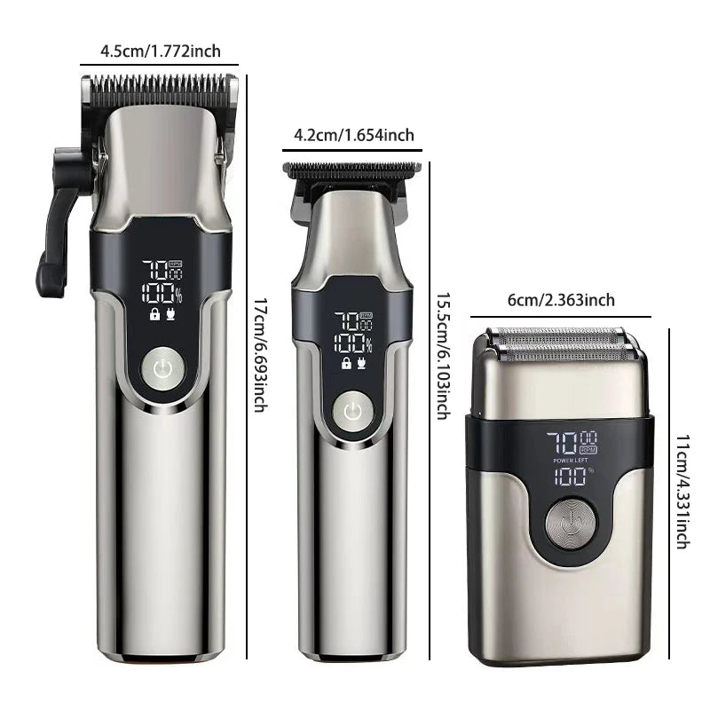 3 pièces en un ensemble professionnel électrique tondeuses à cheveux Kit tondeuse à cheveux Rechargeable hommes rasoir USB charge Machine de coupe de cheveux