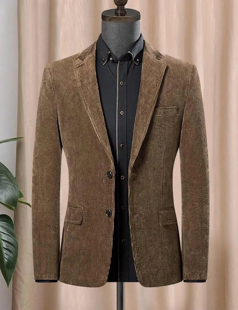 Blazer en velours côtelé pour hommes avec coudière, veste d'affaires décontractée, manteaux de Sport de printemps et d'automne