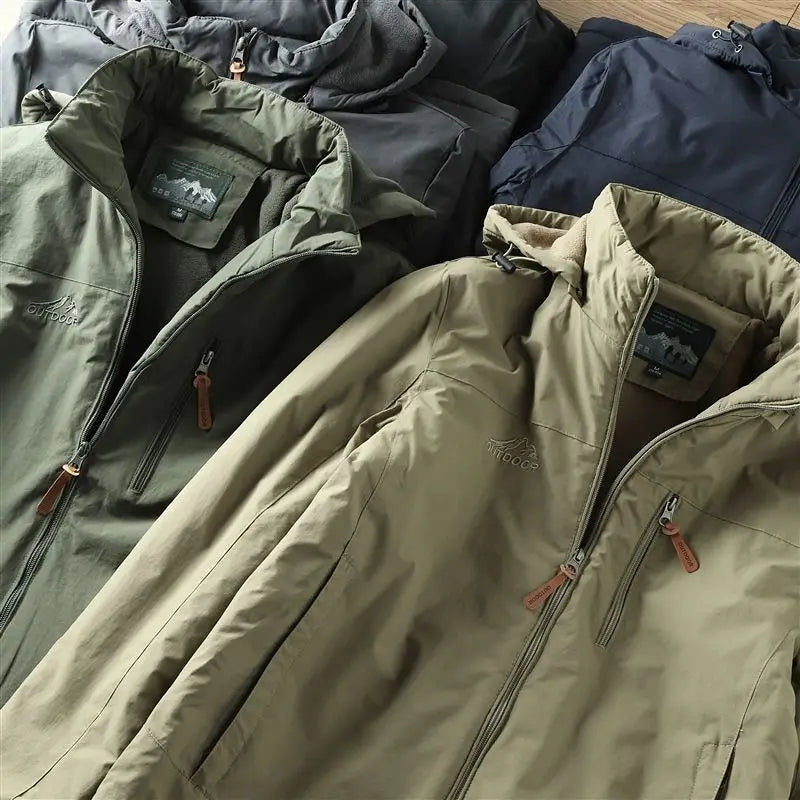 Veste imperméable à capuche pour homme, coupe-vent chaud, doublé sourire, randonnée en plein air, trekking, printemps, automne