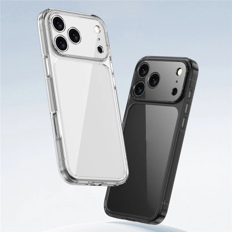 Coque de protection transparente antichoc de luxe pour iPhone 17 Air, 17, 17 Pro, 17 Pro Max – Housse arrière rigide hybride transparente en TPU+PC