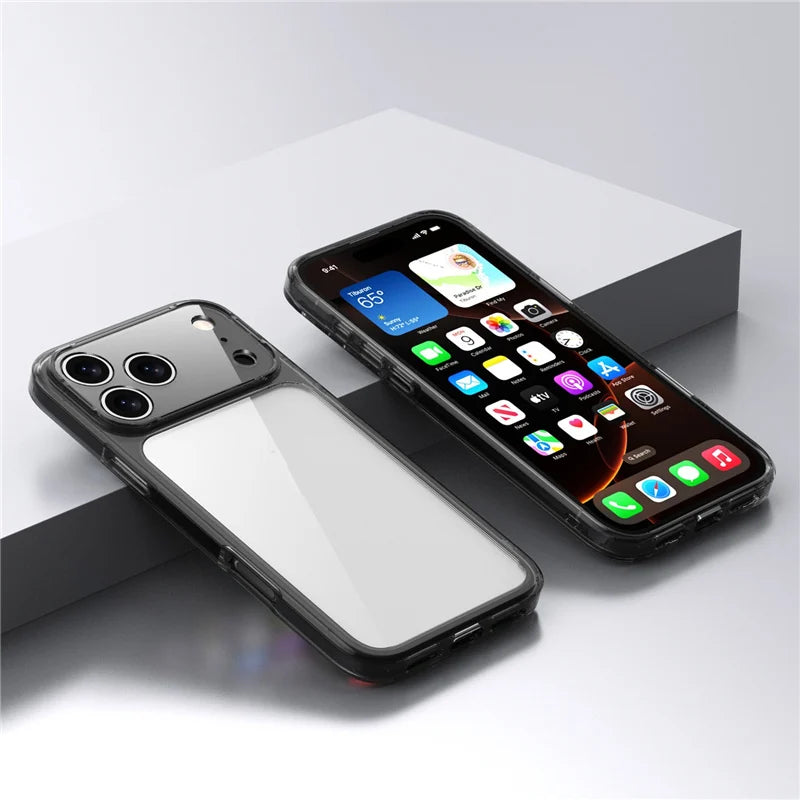Coque de protection transparente antichoc de luxe pour iPhone 17 Air, 17, 17 Pro, 17 Pro Max – Housse arrière rigide hybride transparente en TPU+PC