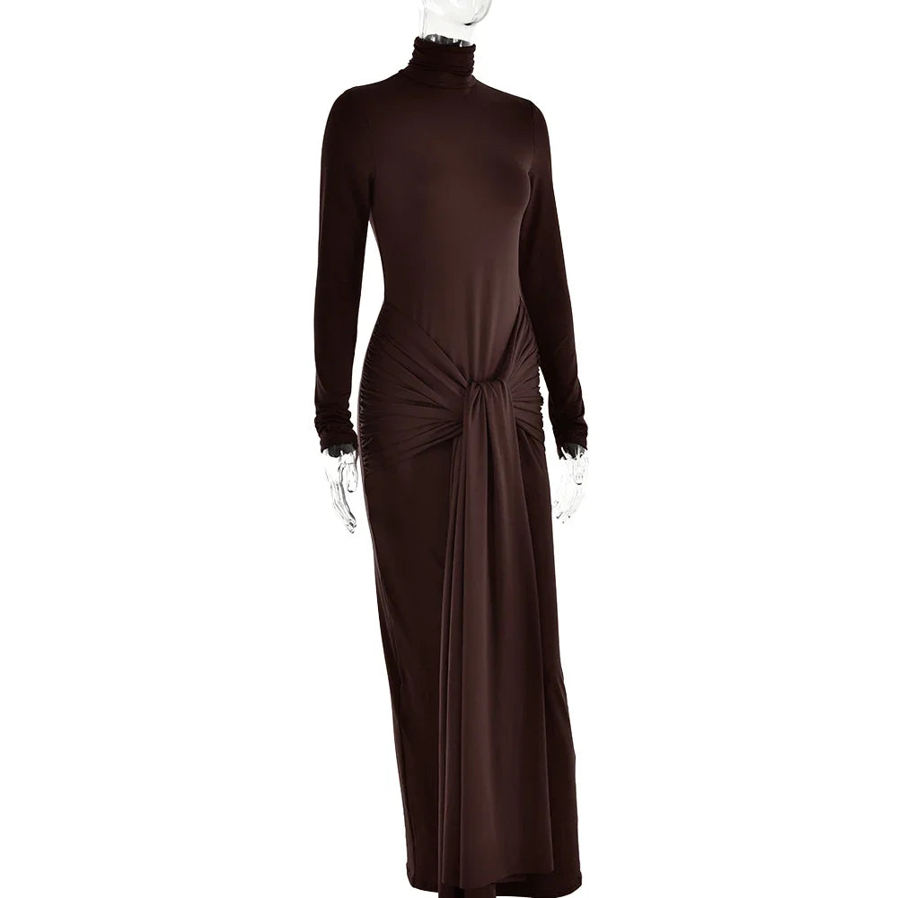 Tossy-Robe Longue Plissée à Manches sulfpour Femme, Tenue de Soirée Slim, à Lacets, Couleur Unie, Nouvelle Collection Printemps 2024