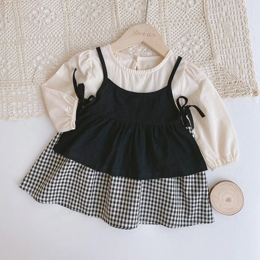 Melario printemps bébé Plaid salopette robe costume bébé une pièce barboteuse ramper vêtements soeur costume fille vêtements bébé filles robes