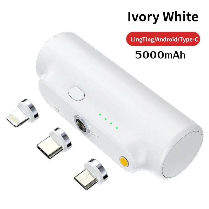 Mini batterie externe à Capsule magnétique 5000mAh, chargeur d'urgence, batterie externe de secours adaptée à la type-c Xiaomi iphone 12 pro