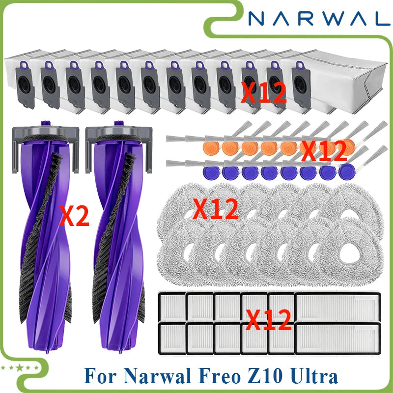 Compatible pour (Narwal Freo Z10 Ultra / provinceZ10 nani) pièces d'aspirateur rouleau principal couvercle de brosse latérale filtre vadrouille sac à poussière en tissu
