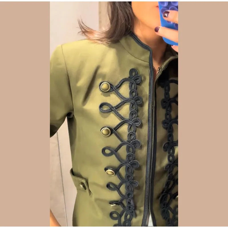 Veste élégante en Satin à boutons grenouille pour femme, col montant, manches longues, Slim, décontractée, manteau de fête de rue, hauts de bureau, printemps 2026