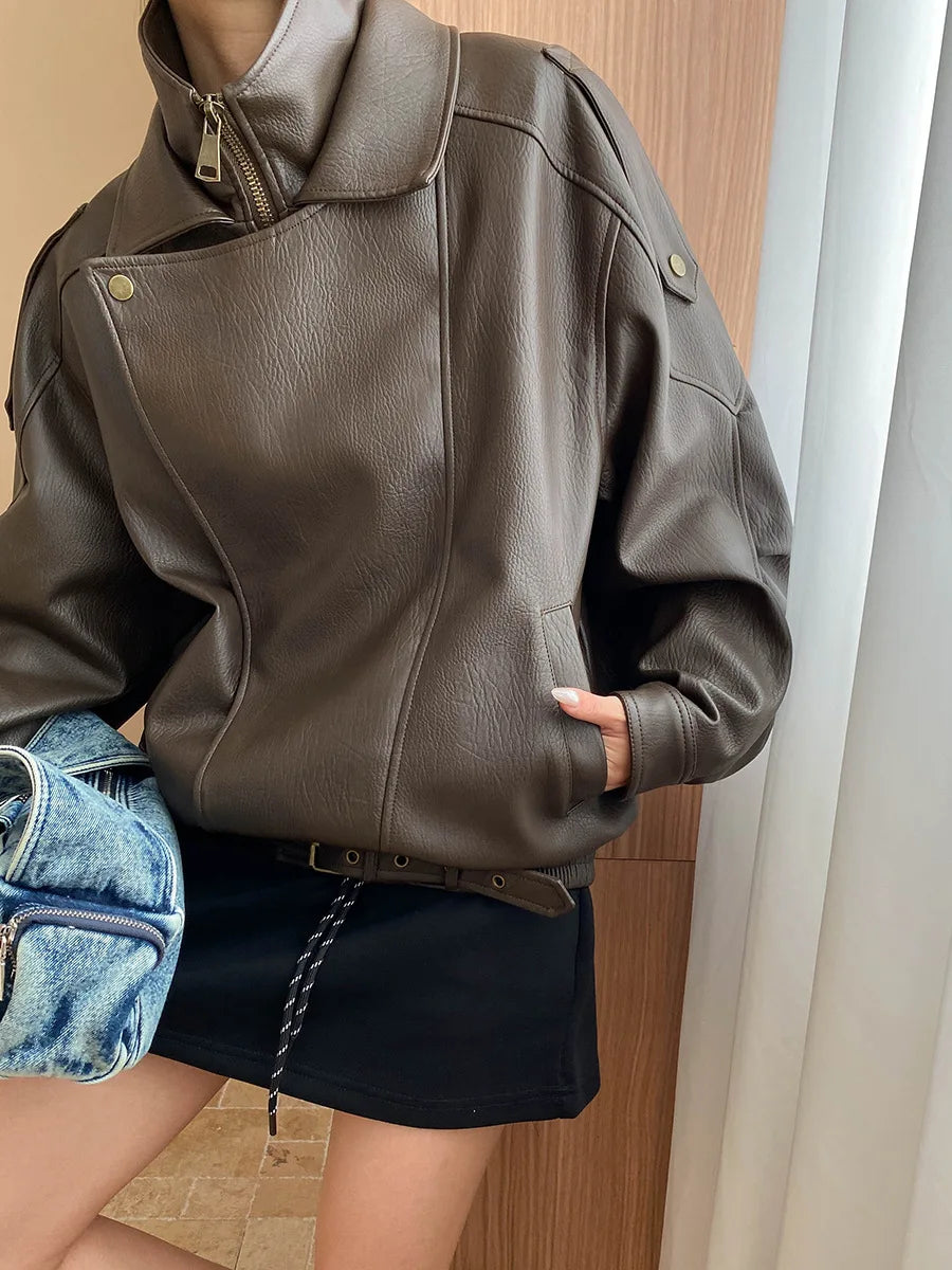 Veste à manches longues pour femme, col document, monochromatique, décontracté, printemps, automne