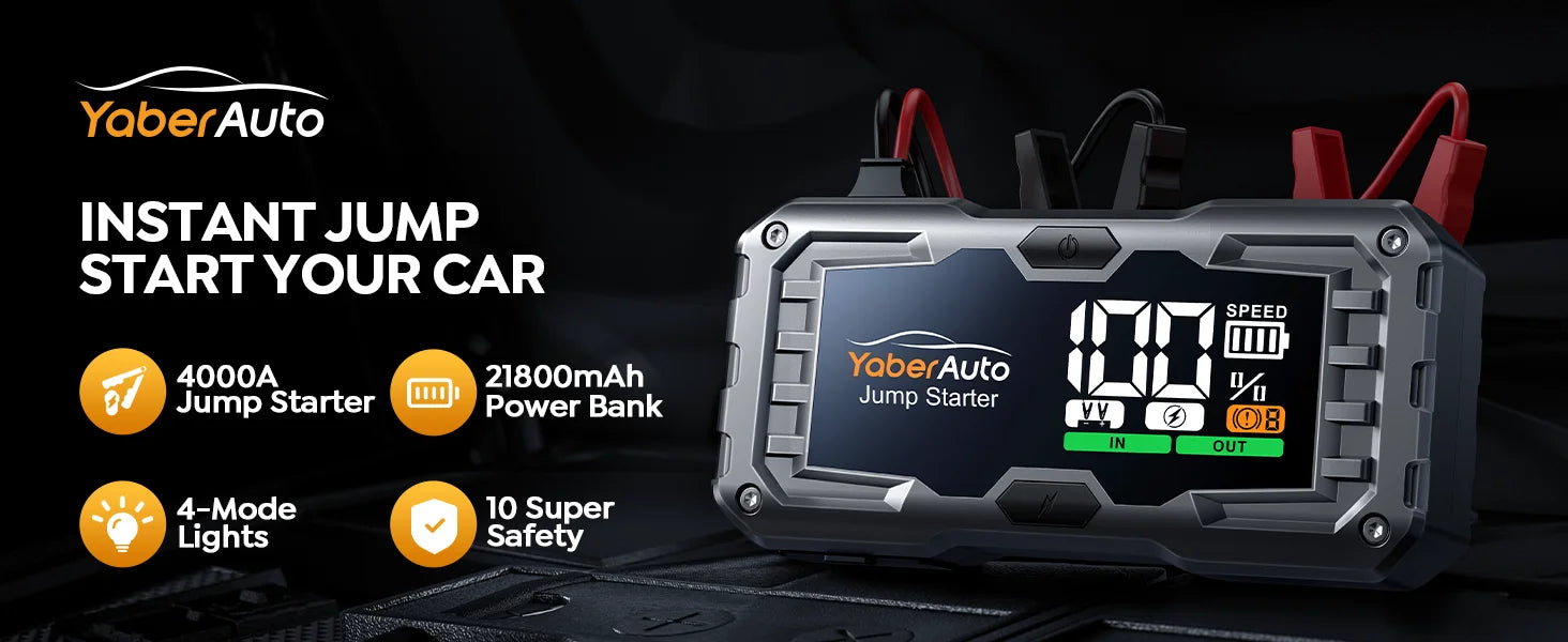Yaber 4000A démarreur de saut de voiture batterie de voiture Portable Booster d'urgence dispositif de démarrage démarreur de voiture 2025